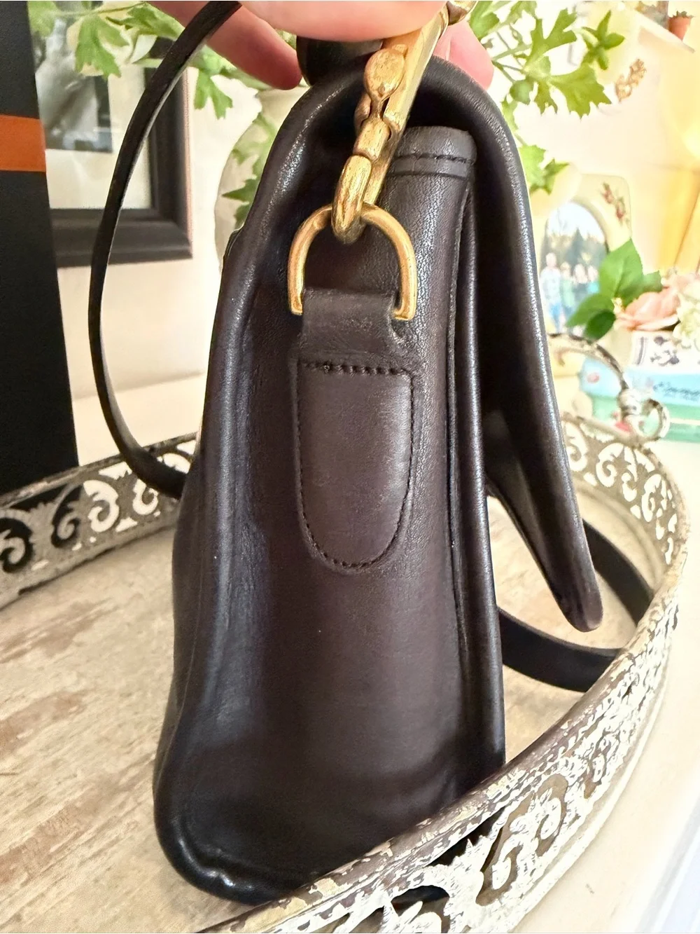 Vintage COACH Court Bag 9870 Black Crossbody Top Handle w/One-Sided Hangtag